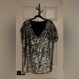 Free People Pop Goes The Party Sequin Mini Tunic Dress • XS • Black Gold